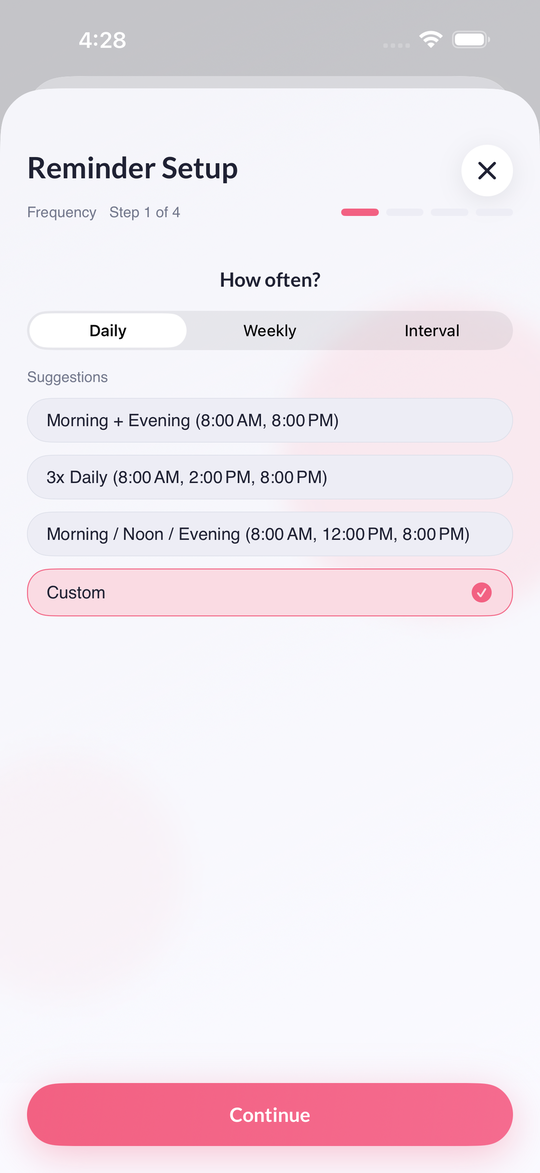 Remed Erinnerungseinstellungen